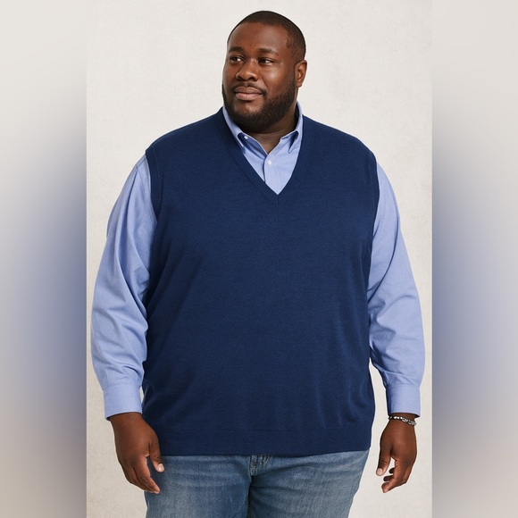 Britches Navy Blue Sweater Vest 5X Merino Wool Blend Classic Pullover Layering - Picture 1 of 13